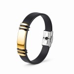 Men's Black Stainless Steel Silicone Bracelet - Punk Rock Hip Hop Wristband