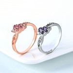 Elegant CZ Crystal Hollow Out Ring for Women in Rose Gold