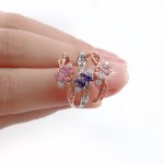 Elegant CZ Crystal Hollow Out Ring for Women in Rose Gold