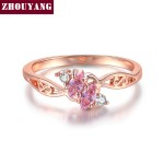 Elegant CZ Crystal Hollow Out Ring for Women in Rose Gold