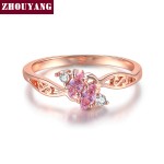 Elegant CZ Crystal Hollow Out Ring for Women in Rose Gold