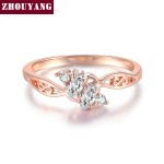 Elegant CZ Crystal Hollow Out Ring for Women in Rose Gold