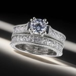 Shiny Silver Cubic Zirconia Ring Set for Women Wedding Engagement