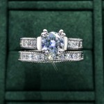 Shiny Silver Cubic Zirconia Ring Set for Women Wedding Engagement