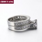 Shiny Silver Cubic Zirconia Ring Set for Women Wedding Engagement