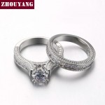 Shiny Silver Cubic Zirconia Ring Set for Women Wedding Engagement