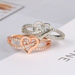 Women's Hollow-Out Zircon Ring in White Gold Color