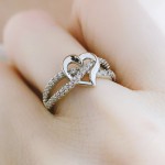 Women's Hollow-Out Zircon Ring in White Gold Color