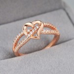 Women's Hollow-Out Zircon Ring in White Gold Color
