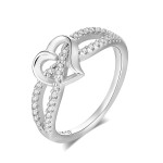 Women's Hollow-Out Zircon Ring in White Gold Color