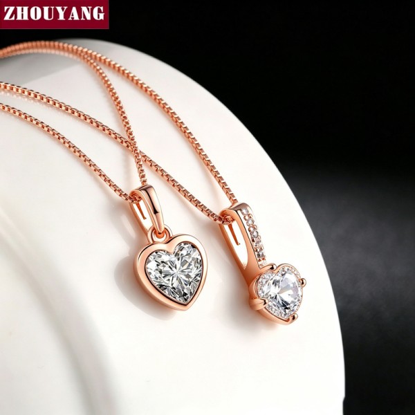 Classic Rose Gold Zircon Pendant Necklace