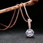Classic Rose Gold Zircon Pendant Necklace