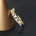 Simple Triangle Zircon Light Gold Midi Ring for Women