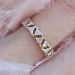 Simple Triangle Zircon Light Gold Midi Ring for Women