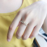 Simple Triangle Zircon Light Gold Midi Ring for Women
