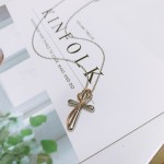 Kpop Aesthetic Heart Cross Pendant Necklace for Women