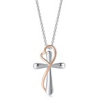 Kpop Aesthetic Heart Cross Pendant Necklace for Women