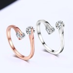 Twin Cubic Zirconia Rose Gold Engagement Wedding Ring for Women