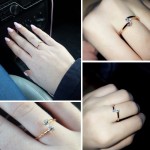 Twin Cubic Zirconia Rose Gold Engagement Wedding Ring for Women