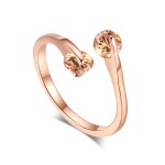 Twin Cubic Zirconia Rose Gold Engagement Wedding Ring for Women