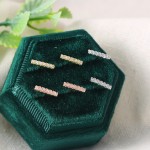 Geometric Stick Stud Earrings with Tiny Zircon for Women