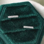 Geometric Stick Stud Earrings with Tiny Zircon for Women