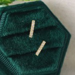 Geometric Stick Stud Earrings with Tiny Zircon for Women
