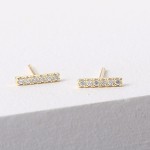 Geometric Stick Stud Earrings with Tiny Zircon for Women
