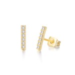 Geometric Stick Stud Earrings with Tiny Zircon for Women