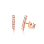 Geometric Stick Stud Earrings with Tiny Zircon for Women
