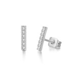 Geometric Stick Stud Earrings with Tiny Zircon for Women