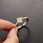 Dainty Gold-Tone Crystal Zircon Promise Ring for Women