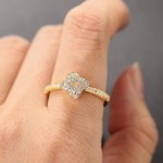 Dainty Gold-Tone Crystal Zircon Promise Ring for Women