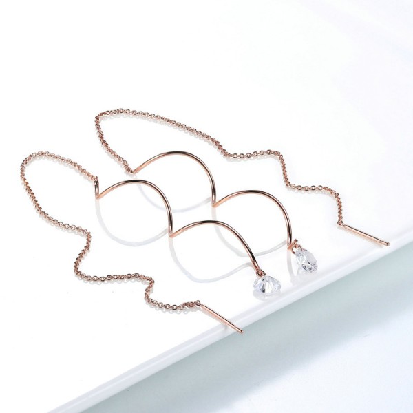 Spiral Ear Line Earrings with Cubic Zirconia in Rose Gold