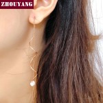 Spiral Ear Line Earrings with Cubic Zirconia in Rose Gold