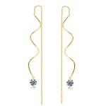 Spiral Ear Line Earrings with Cubic Zirconia in Rose Gold