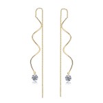 Spiral Ear Line Earrings with Cubic Zirconia in Rose Gold