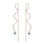 Spiral Ear Line Earrings with Cubic Zirconia in Rose Gold