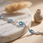 Light Luxury Blue Zircon Bracelet for Women Silver Color Elegant Hand Chain Jewelry
