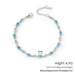 Light Luxury Blue Zircon Bracelet for Women Silver Color Elegant Hand Chain Jewelry