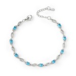 Light Luxury Blue Zircon Bracelet for Women Silver Color Elegant Hand Chain Jewelry