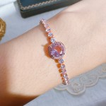 Pink Cubic Zirconia Star Hand Chain Bracelet for Women