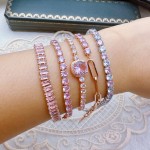 Pink Cubic Zirconia Star Hand Chain Bracelet for Women