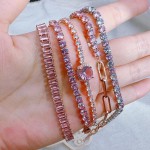 Pink Cubic Zirconia Star Hand Chain Bracelet for Women