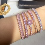Pink Cubic Zirconia Star Hand Chain Bracelet for Women