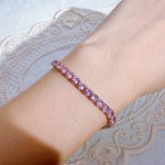 Pink Cubic Zirconia Star Hand Chain Bracelet for Women
