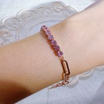 Pink Cubic Zirconia Star Hand Chain Bracelet for Women
