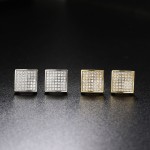 Gold Color Zircon Stud Earrings for Men and Women Punk Hip Hop Piercing