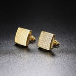 Gold Color Zircon Stud Earrings for Men and Women Punk Hip Hop Piercing