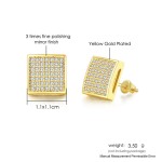 Gold Color Zircon Stud Earrings for Men and Women Punk Hip Hop Piercing